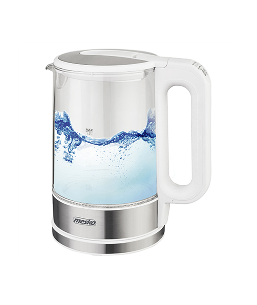 Mesko Kettle MS 1301w	 Electric, 1850 W, 1.7 L, Glass/Stainless steel, 360° rotational base, White