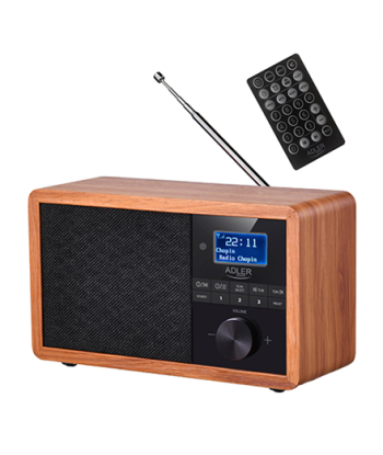 Adler AD 1184 DAB+ Radio with Bluetooth, LCD Display, Alarm - Black/Brown