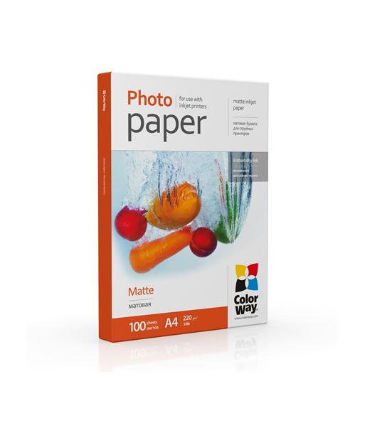 ColorWay Photo Paper 	PM220100A4 Matte, White, A4, 220 g/m²