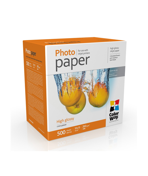ColorWay Photo Paper 	PG2605004R Glossy, White, 10 x 15 cm, 260 g/m²