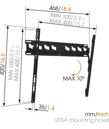 Vogels, Wall mount, MA3010-A1, Tilt, 32-55", Maximum weight (capacity) 40 kg, Black