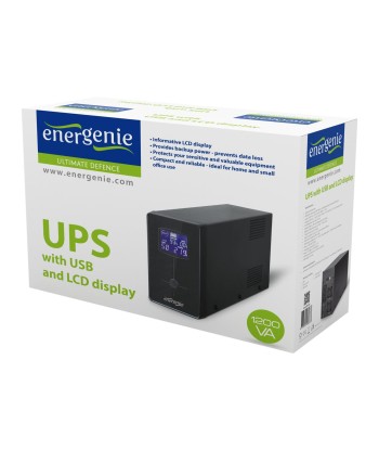 EnerGenie UPS with USB and LCD display, Black 1200 VA, 720 W