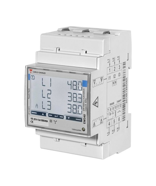 Carlo Gavazzi EM340 Tark Voolumõõtja, 3-Faasiline, 65A, MID Sertifikaat Carlo Gavazzi EM340 Tark Voolumõõtja, 3-Faasiline, 65A, MID Sertifikaat