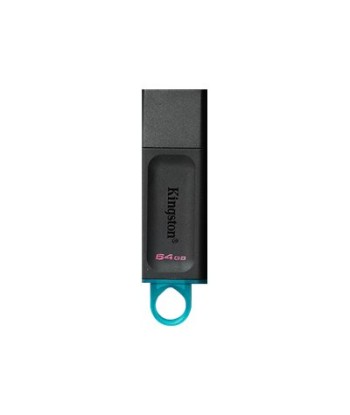 Kingston DataTraveler Exodia USB Flash Drive 64 GB, USB 3.2 Gen 1, Black/Blue, Protective Cap, Large loop