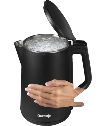 Чайник Gorenje K15DWBK Electric, 2200 W, 1.5 L, Stainless steel, 360° rotational base, Black