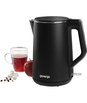Чайник Gorenje K15DWBK Electric, 2200 W, 1.5 L, Stainless steel, 360° rotational base, Black