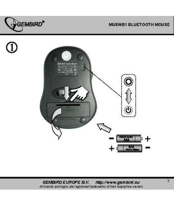 Gembird MUSWB2 Optical Bluetooth mouse, Wireless connection, 6 button, Black, Grey