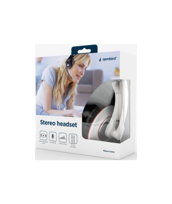 Gembird MHS-001-GW Stereo headset 3.5 mm, Glossy white, Built-in microphone