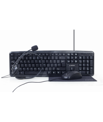 Gembird 4-in-1 Multimedia Office Set: Keyboard, Mouse, Pad & Headset - Black (US Layout)