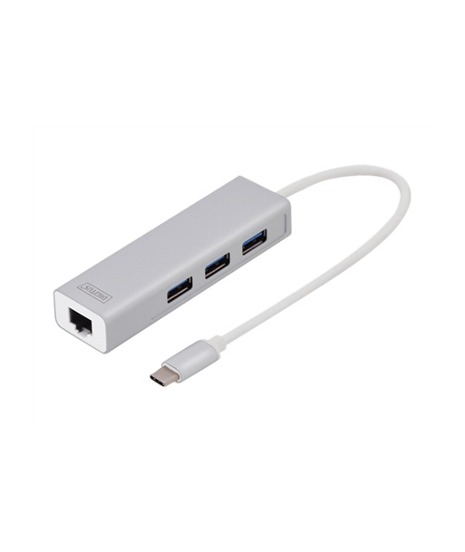DIGITUS USB-C 3-портовый концентратор с Gigabit Ethernet DIGITUS USB-C 3-портовый концентратор с Gigabit Ethernet