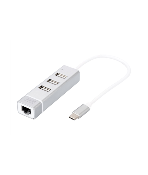 DIGITUS USB Type-C 3-Port Hub + Fast Ethernet LAN Adapter Digitus DIGITUS USB Type-C 3-Port Hub + Fast Ethernet LAN Adapter Digitus