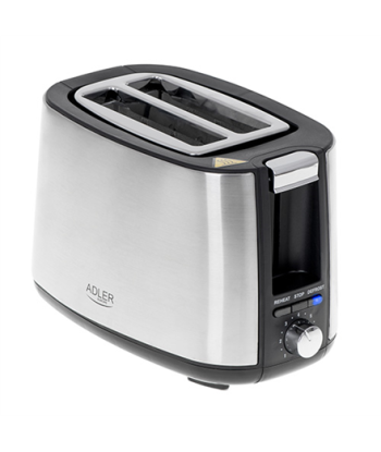 Adler Toaster AD 3214 Power 750 W, Number of slots 2, Housing material Stainless steel, Stainless steel/Black