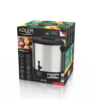 Adler AD 4496 Электрическая кастрюля/Плита - 28л Нержавеющая сталь/Черный с крышкой