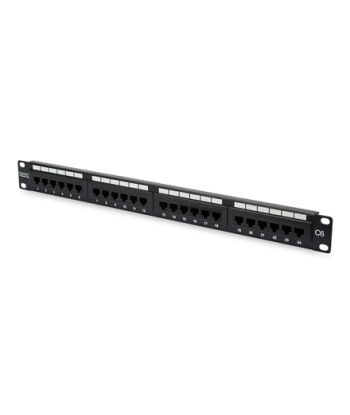 Digitus Patch Panel DN-91624U Black, 48.2 x 4.4 x 10.9 cm, Category: CAT 6, Ports: 24 x RJ45, Retention strength: 7.7 kg