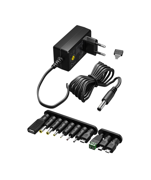 Goobay 64568 Universal Power Supply 3 V - 12 V, Max. 12 W, Black