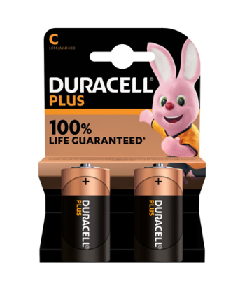 Duracell Plus C (MN1400) Alkaline Batteries - 2 Pack