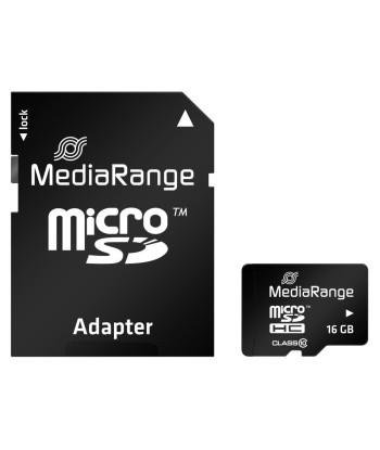 Mediarange 16GB MicroSDHC Memory Card Class 10 with Adapter