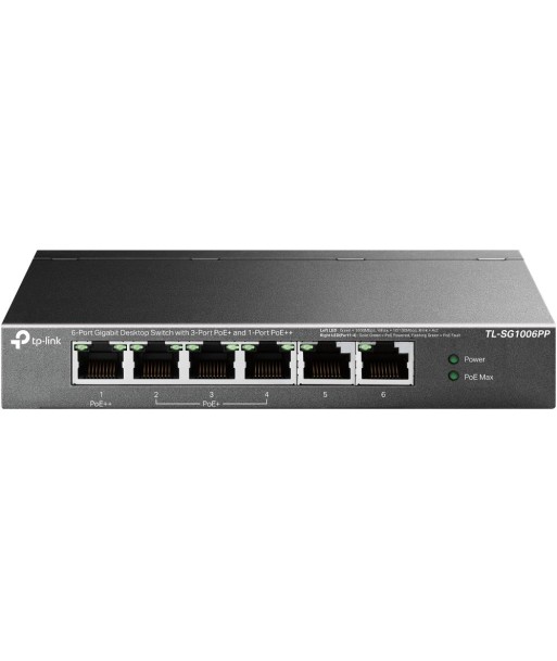 Switch TP-LINK TL-SG1006PP Desktop/pedestal 6x10Base-T / 100Base-TX / 1000Base-T PoE+ ports 4 TL-SG1006PP