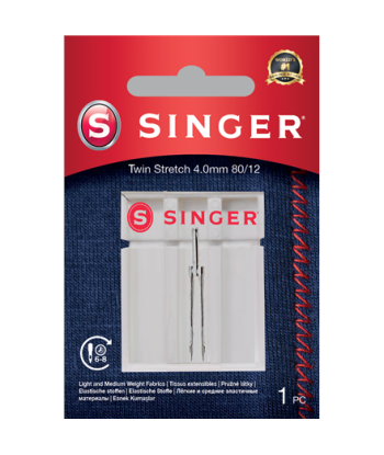 Singer Twin Stretch Needle 80/12 (4.0mm) - Perfect for Knit Fabrics!
