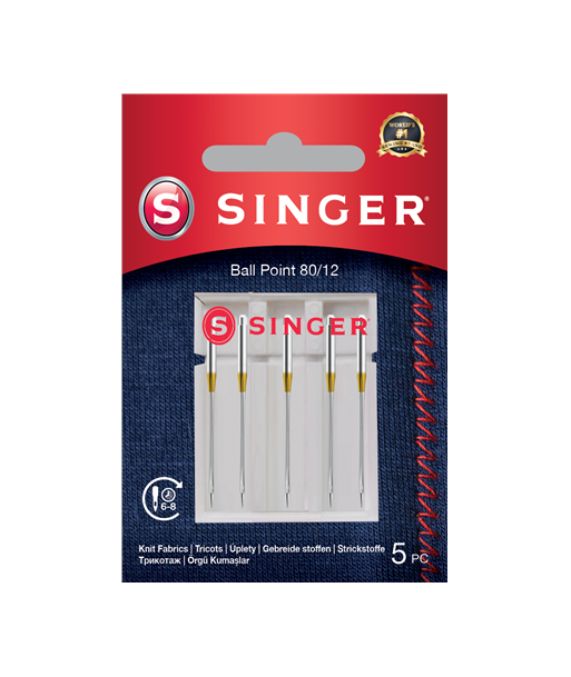 Иглы Singer Ball Point 80/12 (Размер 12) - 5 шт. в упаковке для трикотажа Иглы Singer Ball Point 80/12 (Размер 12) - 5 шт. в упаковке для трикотажа