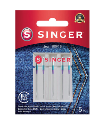 Иглы Singer для джинсовой ткани - размер 100/16 (5 шт.) - Идеально подходят для плотных тканей!