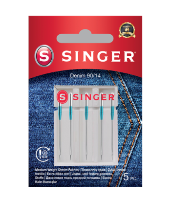 Иглы для швейной машины Singer для джинсовой ткани, размер 90/14 (5 шт.) - Прочные и надежные!