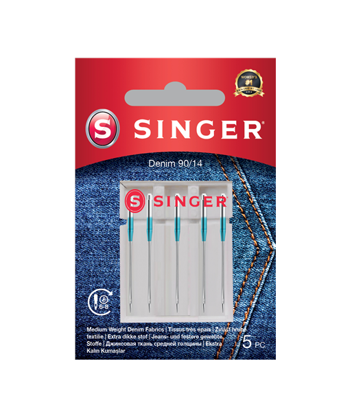 Иглы для швейной машины Singer для джинсовой ткани, размер 90/14 (5 шт.) - Прочные и надежные! Иглы для швейной машины Singer для джинсовой ткани, размер 90/14 (5 шт.) - Прочные и надежные!