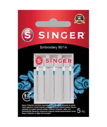 Singer Embroidery Needles 90/14 (Size 14) - 5 Pack