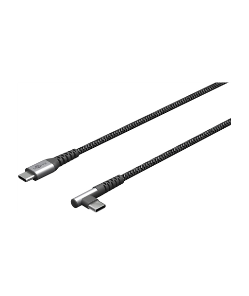 Goobay 64659 USB-C to USB-C Textile Cable with Metal Plugs (Space Grey/Silver), 1 m