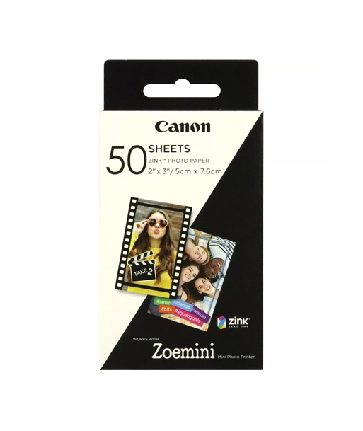 Canon 50 sheets ZP-2030 Photo Paper, White, 5 x 7.6 cm