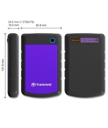 External HDD TRANSCEND StoreJet 2TB USB 3.0 Colour Purple TS2TSJ25H3P