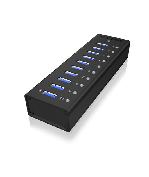 Raidsonic 10 port USB 3.0 Hub Icy Box IB-AC6110 Black