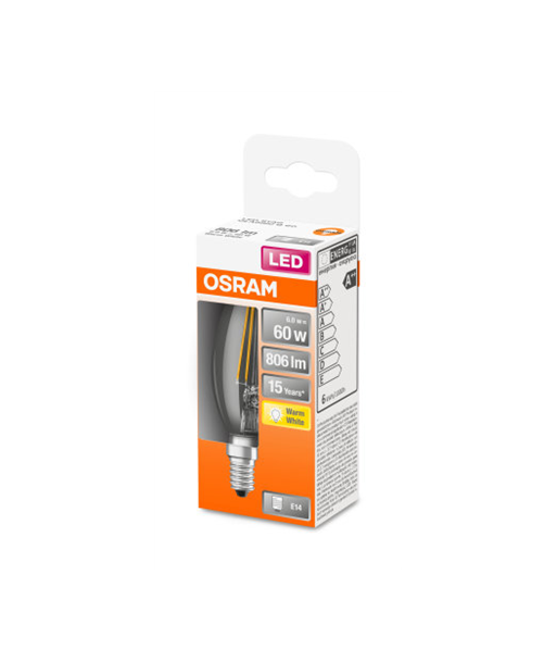 Osram Parathom Retrofit Classic B 60 E14, 6 W, Warm White, 60 W, 6kWh/1000h, 806 lm
