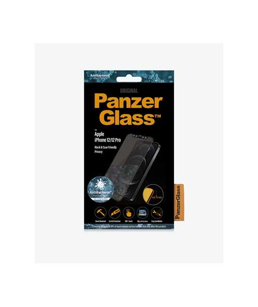 PanzerGlass For iPhone 12/12 Pro, Glass, Black, Privacy glass, 6.1"