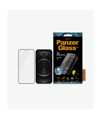 PanzerGlass For iPhone 12/12 Pro, Glass, Black, Clear Screen Protector, 6.1"