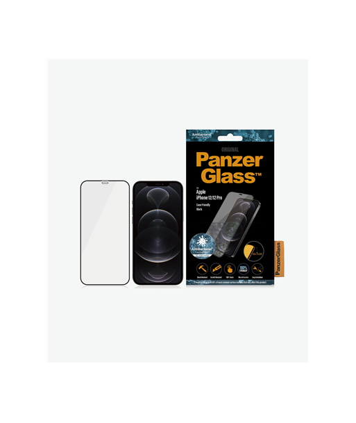 PanzerGlass For iPhone 12/12 Pro, Glass, Black, Clear, 6.1"