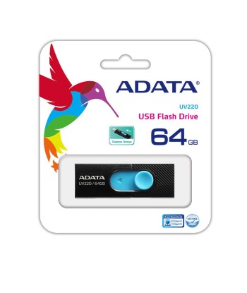 ADATA UV220 64GB USB Flash Drive, Black/Blue ADATA