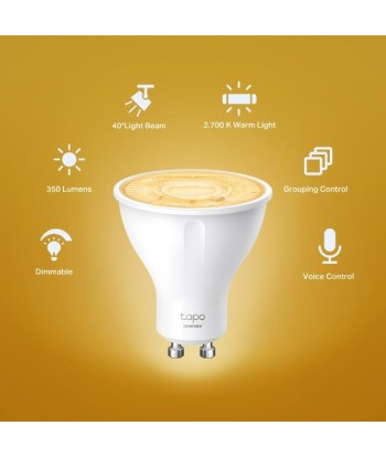 Pirn Smart TP-LINK Power consumption 2.9 Watts Luminous flux 350 Lumen 2700 K Beam angle 40 degrees TAPOL610