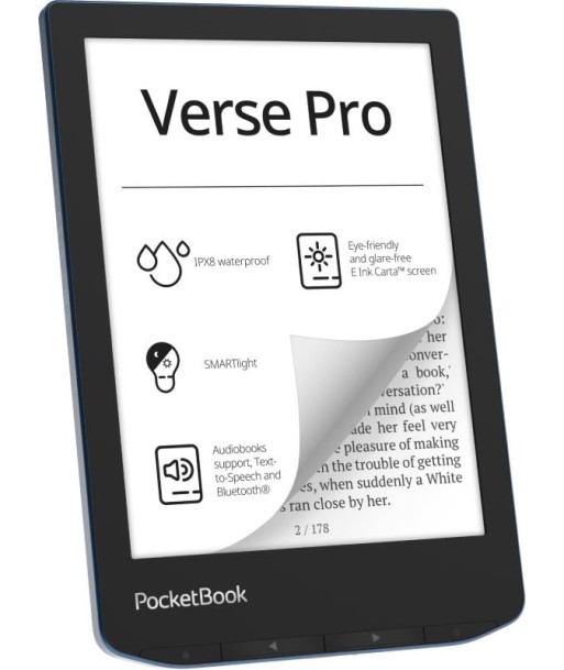 POCKETBOOK Verse Pro 6" 1072x1448 1xUSB-C Wireless LAN Bluetooth Azure PB634-A-WW