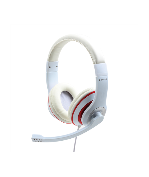 Gembird Stereo Headset MHS 03 WTRD White with Red Ring, Headset Gembird Stereo Headset MHS 03 WTRD White with Red Ring, Headset