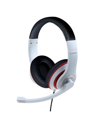 Kõrvaklapid Gembird Stereo MHS 03 WTRDBK White and Black Color with Red Ring, 