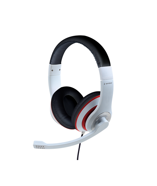 Kõrvaklapid Gembird Stereo MHS 03 WTRDBK White and Black Color with Red Ring, 