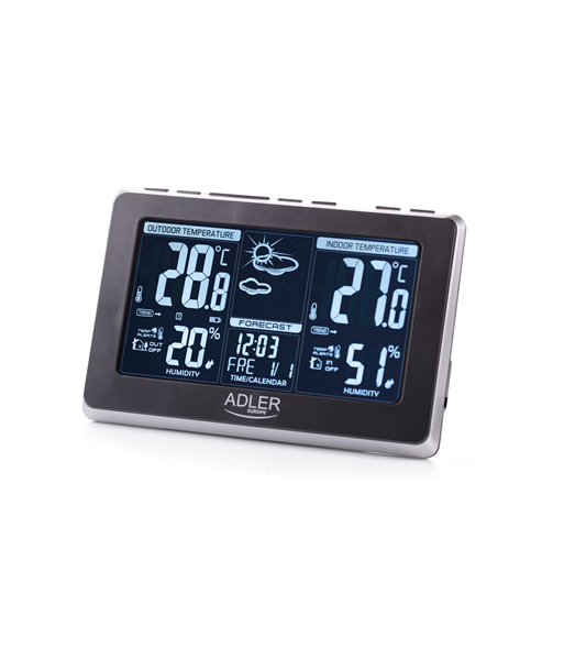 Adler Weather station AD 1175 Black, White Digital Display, Remote Sensor