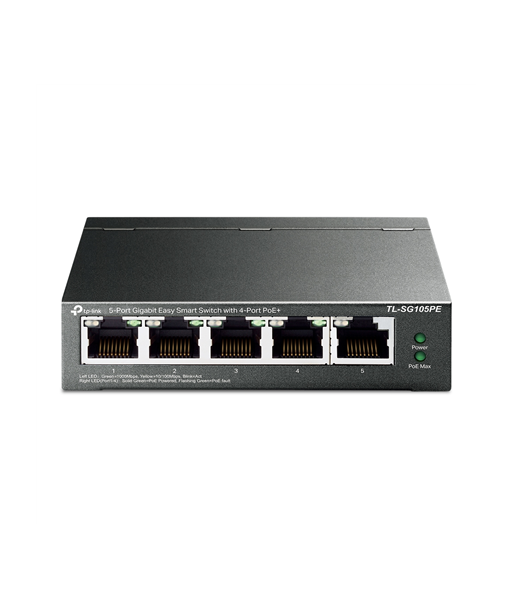TP-LINK Switch TL-SG105PE Unmanaged, Desktop, 10/100/1000 Mbit/s, Ethernet LAN (RJ-45) ports 5, PoE+ ports quantity 4, Power TP-LINK Switch TL-SG105PE Unmanaged, Desktop, 10/100/1000 Mbit/s, Ethernet LAN (RJ-45) ports 5, PoE+ ports quantity 4, Power