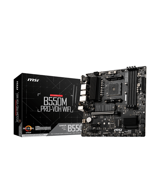 MSI B550M PRO-VDH WIFI Processor family AMD, Processor socket AM4, DDR4, Memory slots 4, Chipset AMD B, Micro ATX