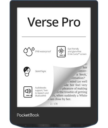 E-luger POCKETBOOK Verse Pro 6" 1072x1448 1xUSB-C Wireless LAN Bluetooth Azure PB634-A-WW