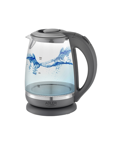 Adler AD 1286 Standard, 2200 W, 2 L, Plastic/ glass, Grey/ transparent, 360° rotational base