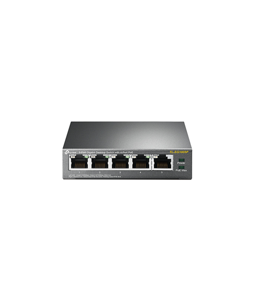 TP-Link TL-SG1005P 5-портовый гигабитный настольный коммутатор с 4 портами PoE TP-Link TL-SG1005P 5-портовый гигабитный настольный коммутатор с 4 портами PoE