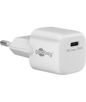 Goobay 30W USB-C PD GaN Fast Charger - Compact & Powerful, White
