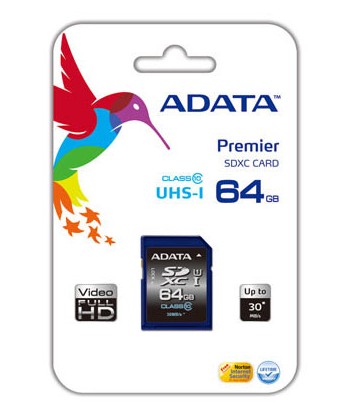 ADATA Premier 64GB SDHC Class 10 UHS-I Mälukaart